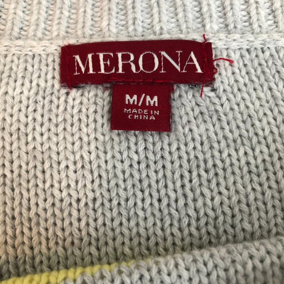 Merona Knit Navy Gray Striped Sweater - Picture 5 of 6